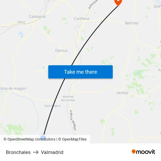Bronchales to Valmadrid map