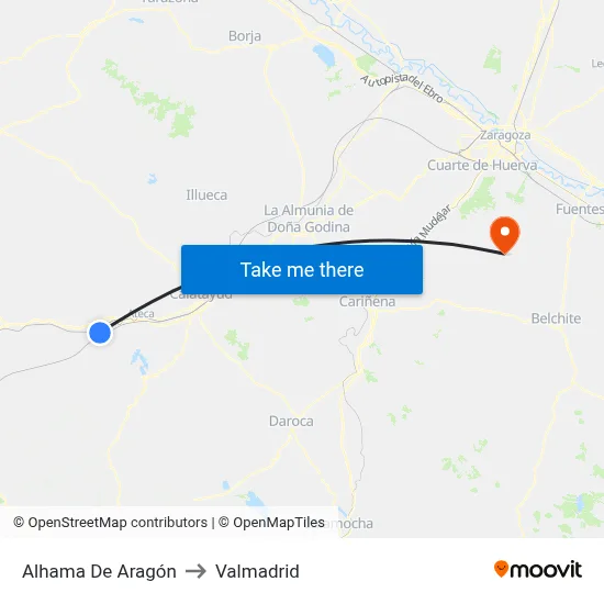 Alhama De Aragón to Valmadrid map