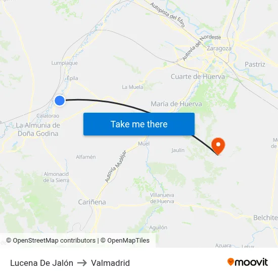 Lucena De Jalón to Valmadrid map