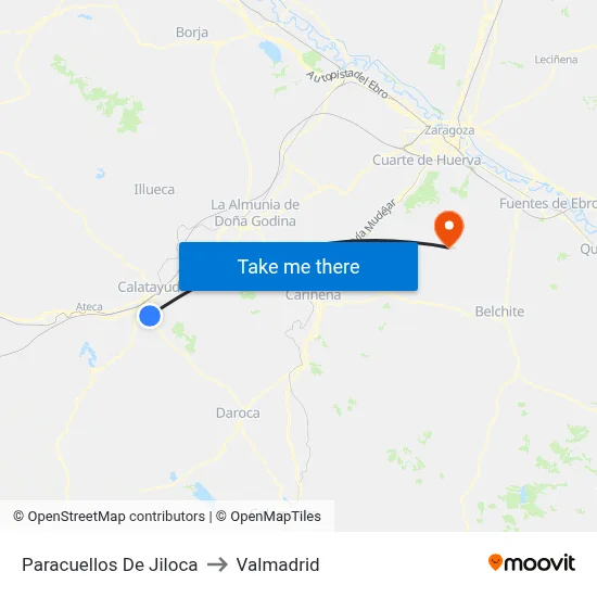 Paracuellos De Jiloca to Valmadrid map