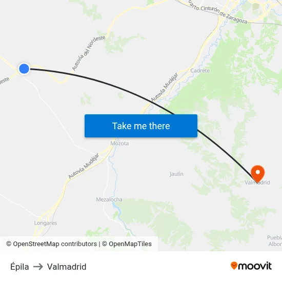 Épila to Valmadrid map