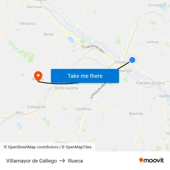 Villamayor de Gállego to Illueca map