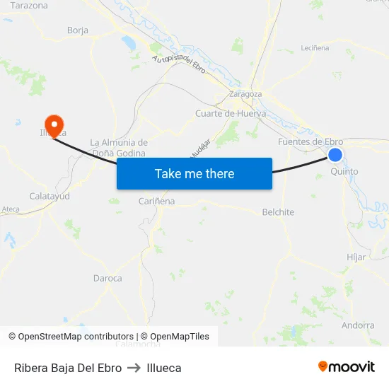 Ribera Baja Del Ebro to Illueca map