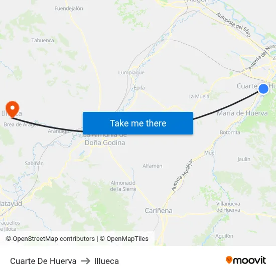 Cuarte De Huerva to Illueca map