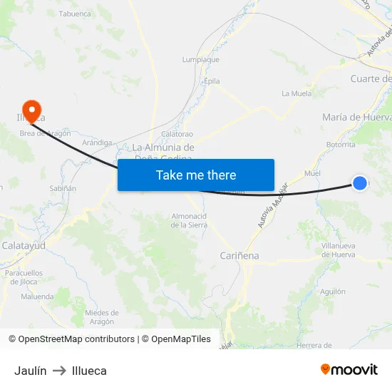 Jaulín to Illueca map