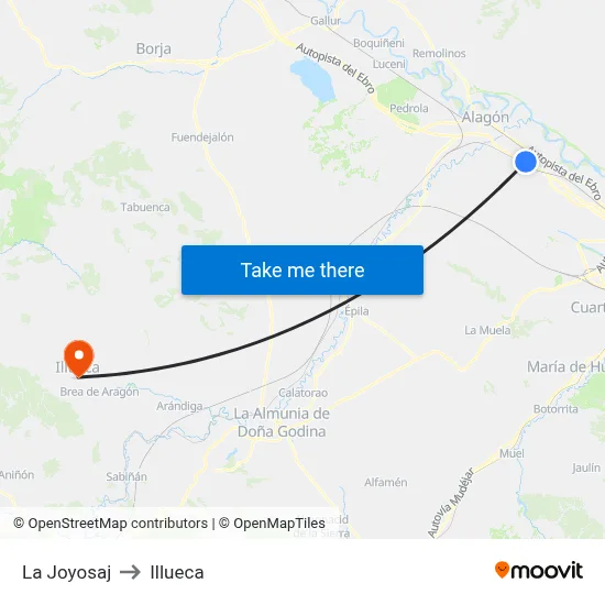 La Joyosaj to Illueca map
