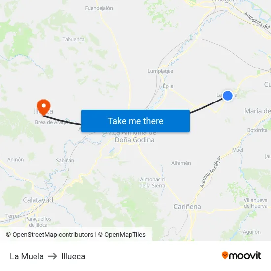 La Muela to Illueca map