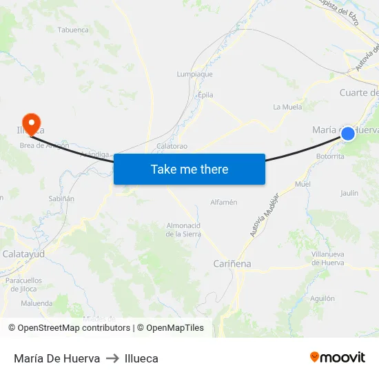 María De Huerva to Illueca map