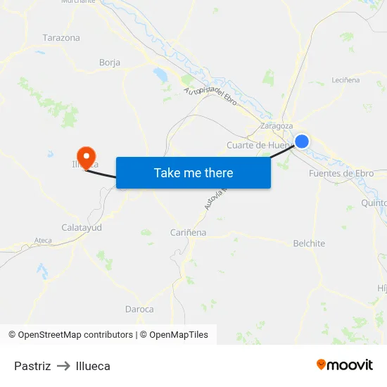 Pastriz to Illueca map