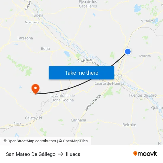 San Mateo De Gállego to Illueca map
