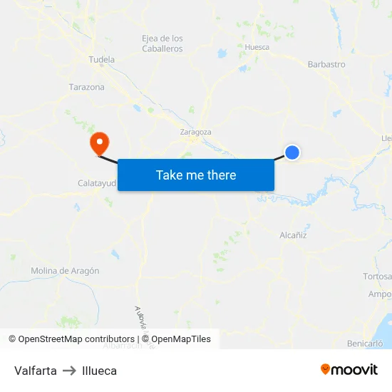 Valfarta to Illueca map