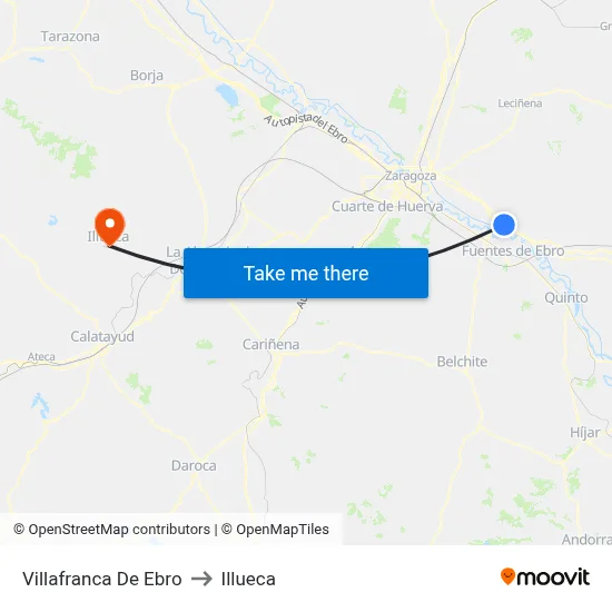 Villafranca De Ebro to Illueca map