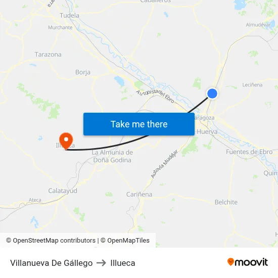 Villanueva De Gállego to Illueca map