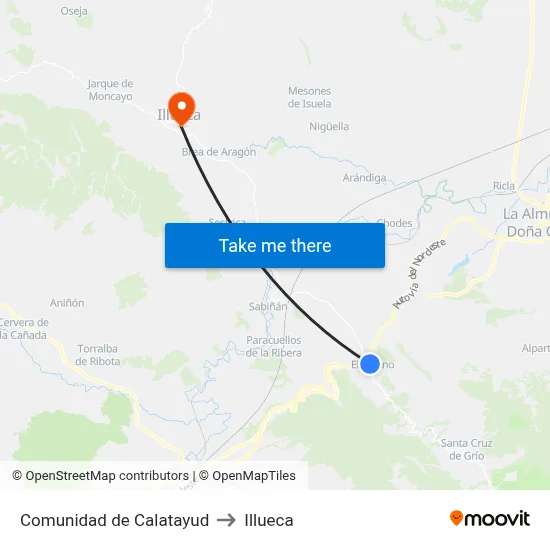Comunidad de Calatayud to Illueca map