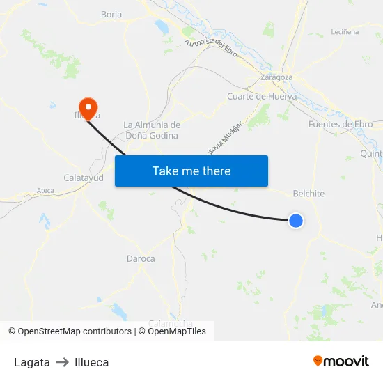 Lagata to Illueca map