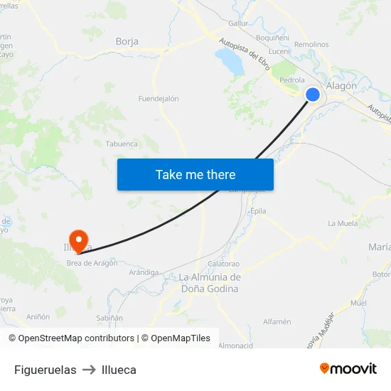 Figueruelas to Illueca map