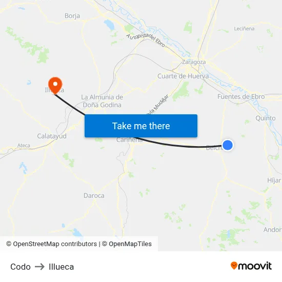 Codo to Illueca map