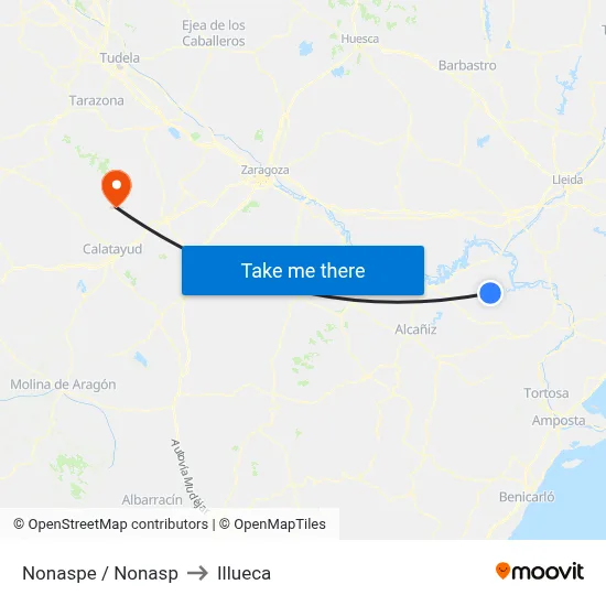 Nonaspe / Nonasp to Illueca map