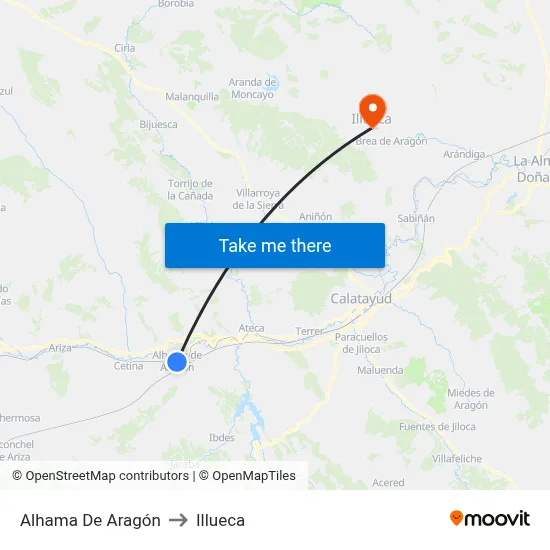 Alhama De Aragón to Illueca map