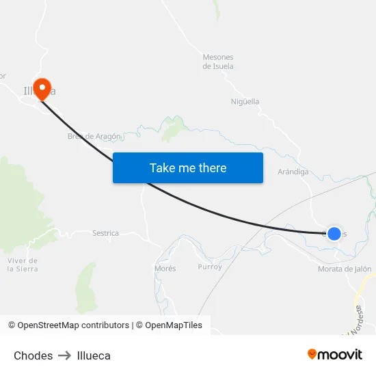 Chodes to Illueca map
