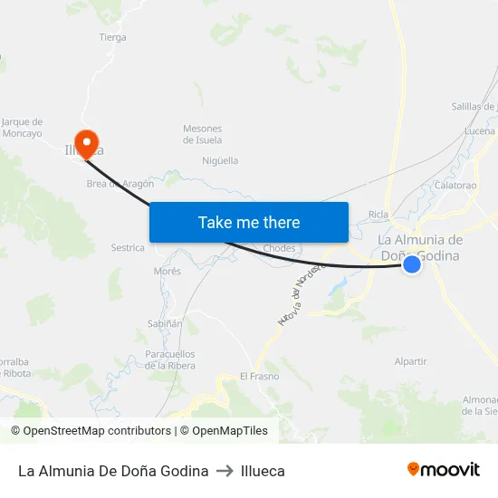 La Almunia De Doña Godina to Illueca map