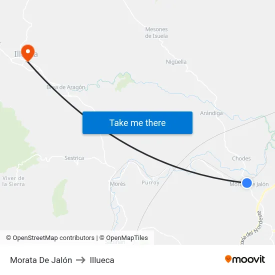 Morata De Jalón to Illueca map