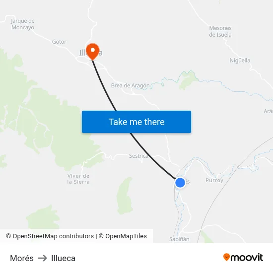 Morés to Illueca map