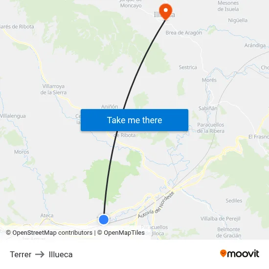 Terrer to Illueca map