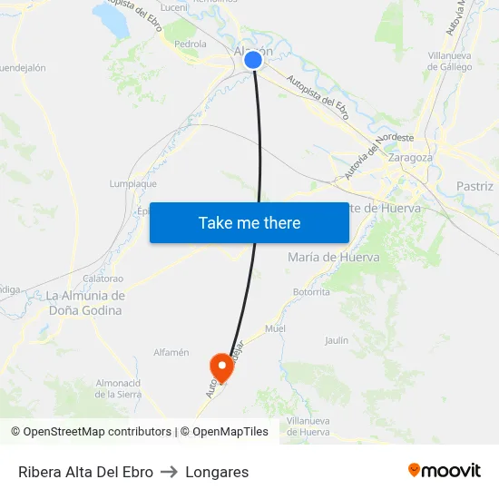 Ribera Alta Del Ebro to Longares map