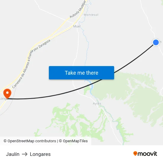 Jaulín to Longares map