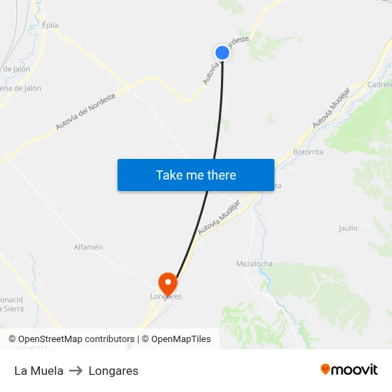 La Muela to Longares map