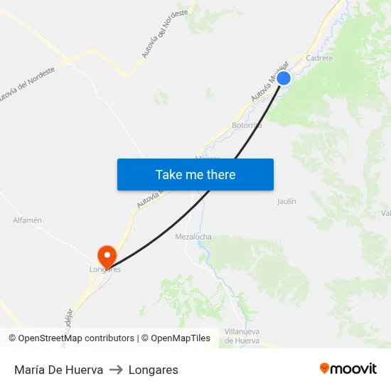 María De Huerva to Longares map