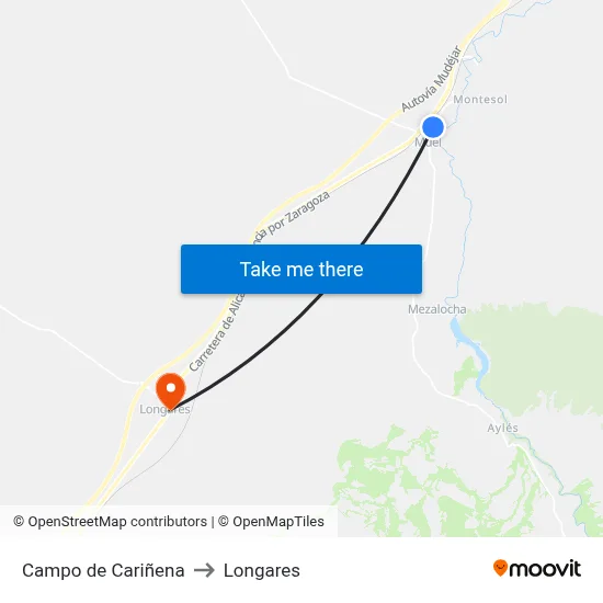 Campo de Cariñena to Longares map