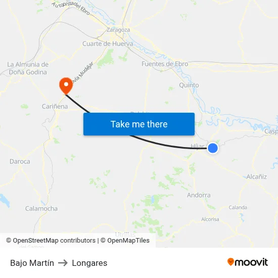 Bajo Martín to Longares map