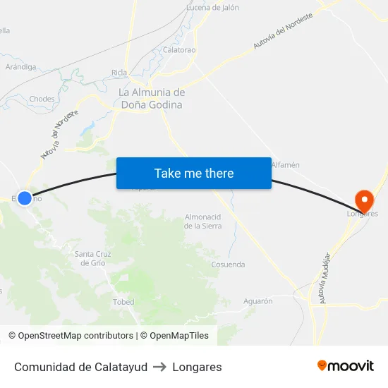 Comunidad de Calatayud to Longares map