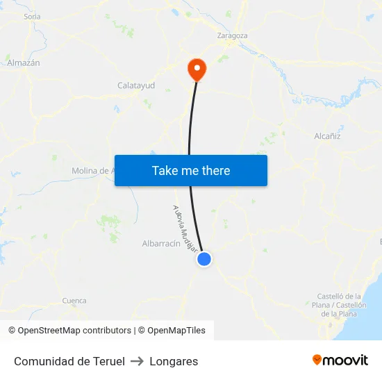 Comunidad de Teruel to Longares map