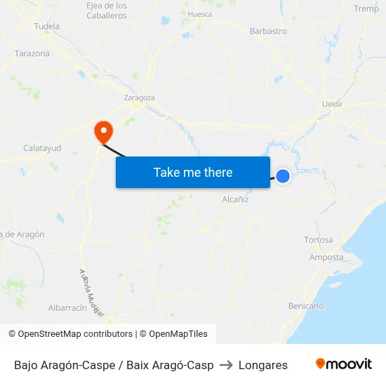 Bajo Aragón-Caspe / Baix Aragó-Casp to Longares map