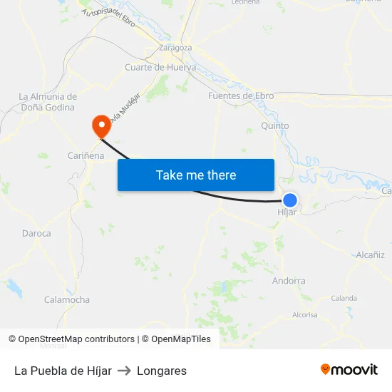 La Puebla de Híjar to Longares map