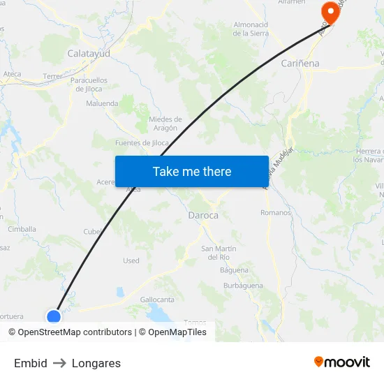 Embid to Longares map