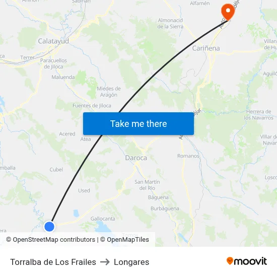Torralba de Los Frailes to Longares map