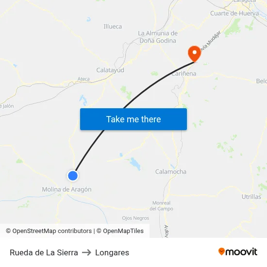 Rueda de La Sierra to Longares map