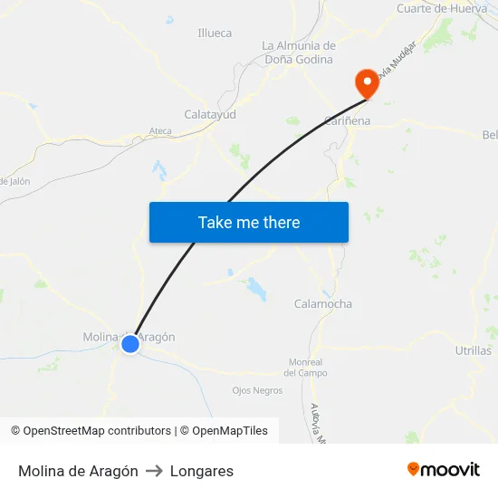 Molina de Aragón to Longares map
