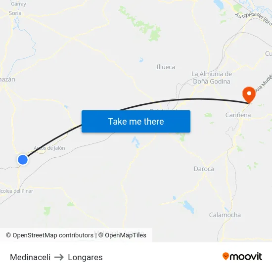 Medinaceli to Longares map
