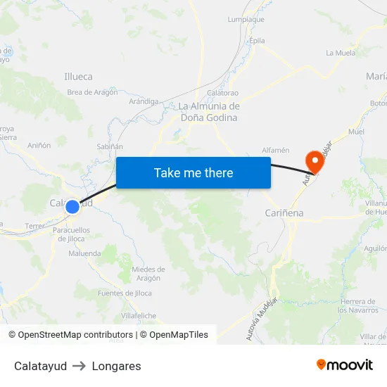 Calatayud to Longares map