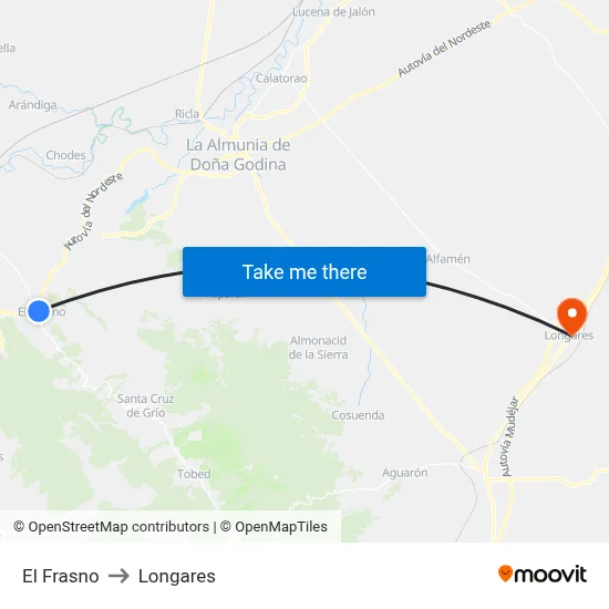 El Frasno to Longares map