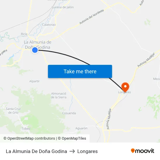 La Almunia De Doña Godina to Longares map