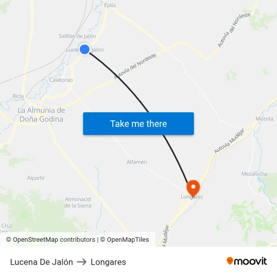 Lucena De Jalón to Longares map
