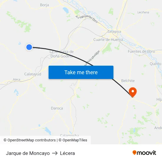 Jarque de Moncayo to Lécera map
