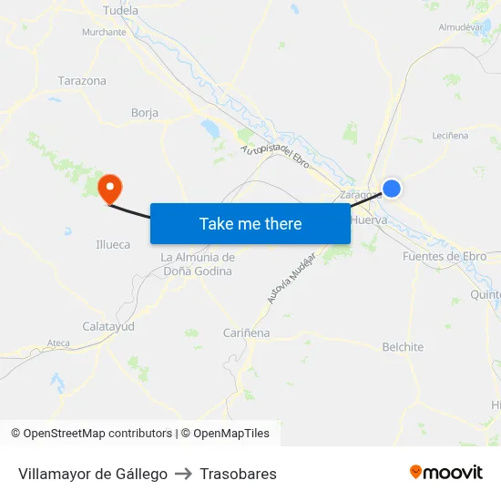 Villamayor de Gállego to Trasobares map