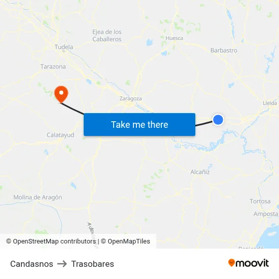 Candasnos to Trasobares map